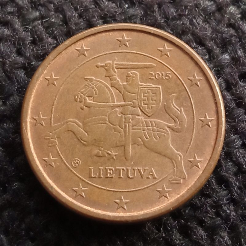 Koin Kuno Lithuania Euro 1 Cent (tahun acak) gambar prajurit berkuda