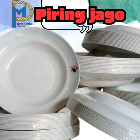 Piring jago painting putih, banyak manfaat, paket isi 12 pcs/1 lusin,  dimensi 22 cm