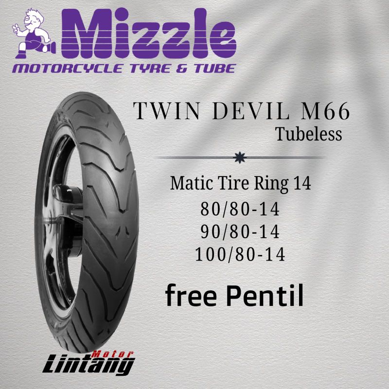 Ban Metik Mizzle Tubeless 80/80-14 90/80-14 100/80-14 M66 Mizzle