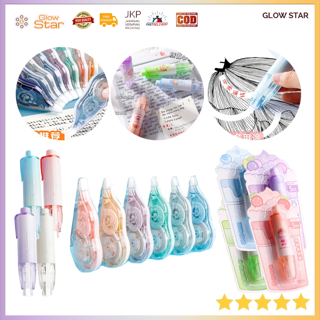 

1PCS /1 Biji/ (Bukan 1 Pak) Tipe x tipek penghapus bolpen kertas pembersih coretan bolpen pulpen stipo panjang langsung kering tipex Tip ex Correction Tape Pita Koreksi pink lucu