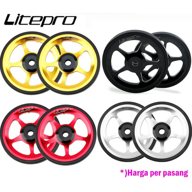 Litepro 2 Pcs Easy Wheel Seli Sepeda Lipat Trifold Pikes 3Sixty