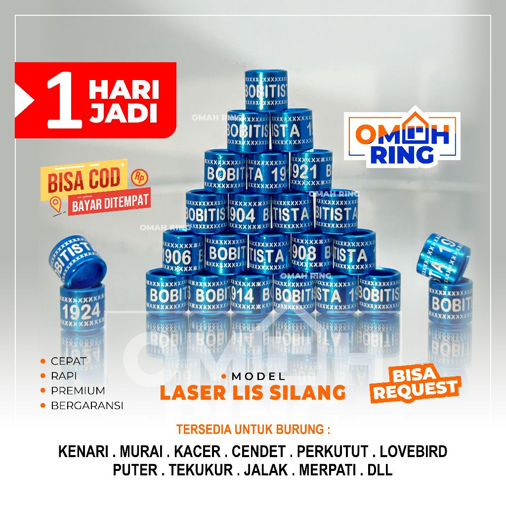 Ring Burung Model List Tepi Silang "Edisi 20 pcs" | Omah Ring | Merpati,Murai, Kenari, cucak Ijo dll