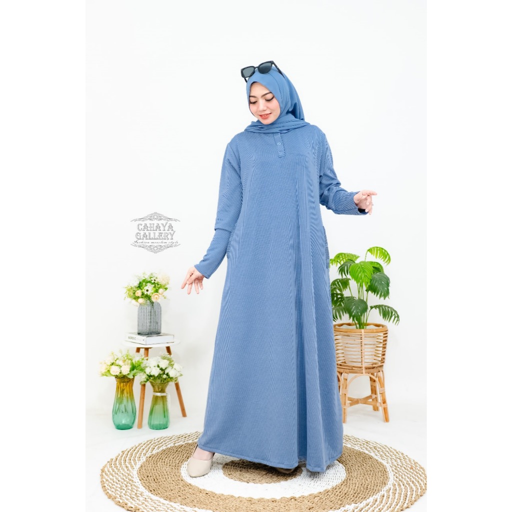 Keyra Dress Button Knit Premium -  Gamis Terbaru Simple Elegant