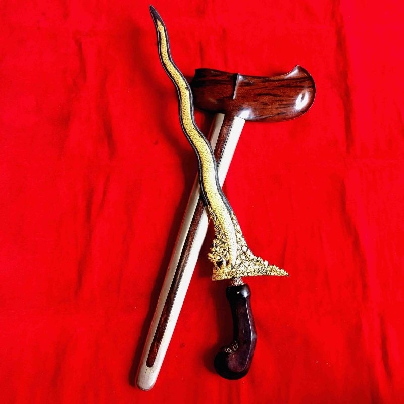 Koleksi Pusaka Antik Keris Naga Sapto Luk 7 Kinatah Emas Pamor Adeg Wengkon Istimewa