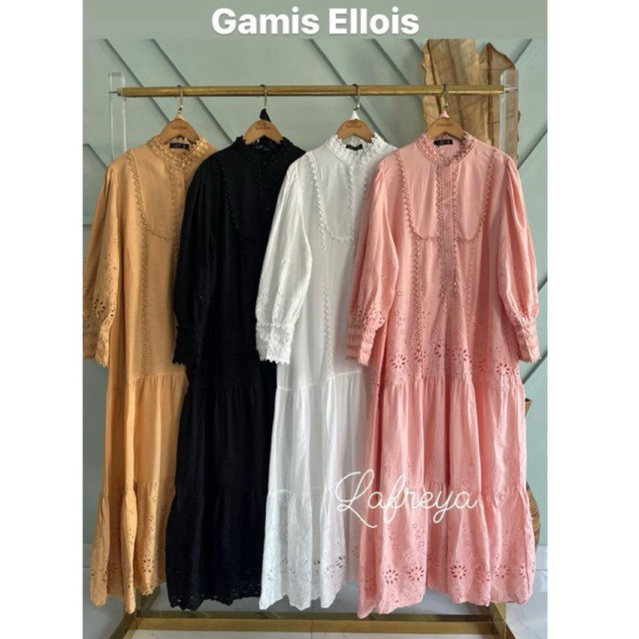 gamis elois, dress lfy, Arsy dress, gamis bangkok, lafreya dress, gamis putih, white maxi, dress kat