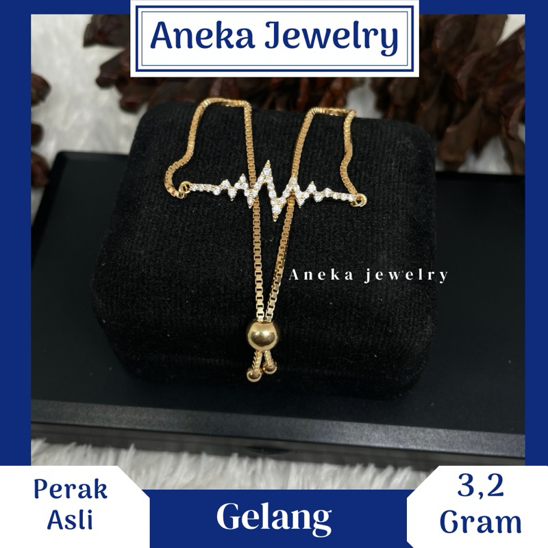 Gelang Serut Lengkap Gold Variasi,Perak 925