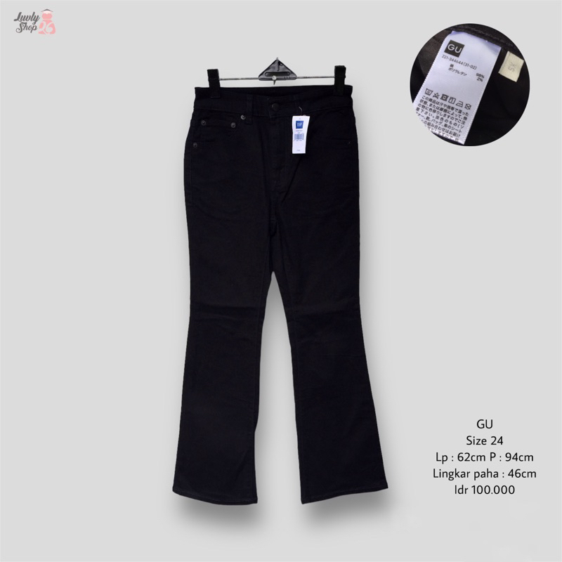 Gu by uniqlo cutbray jeans hitam