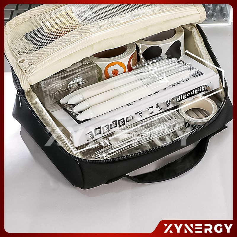 

Tempat Pensil Kanvas Kapasitas Besar ZHIBIGE Model Tas Penyimpanan Alat Tulis Multifungsi