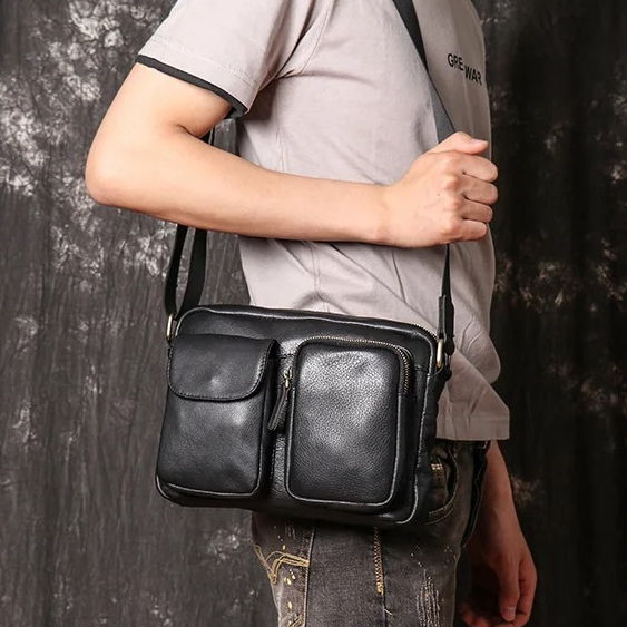 Tas Selempang Pria Kulit Sapi Asli - Tas Kulit Pria - Tas Selempang Bahu Kulit Sapi Asli