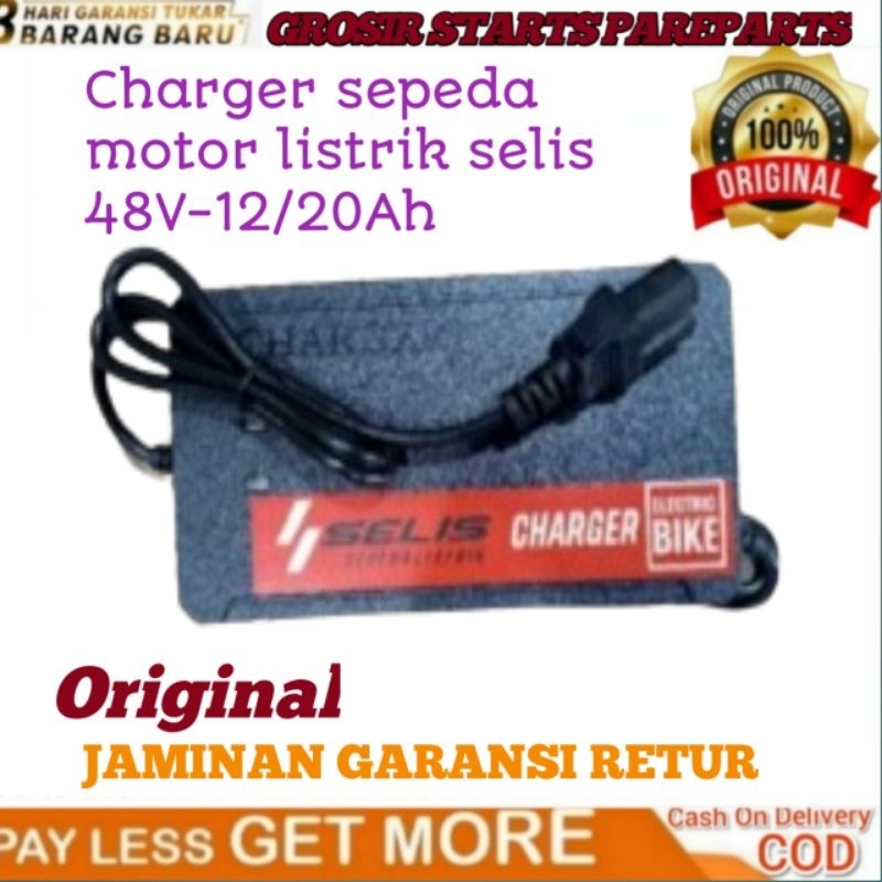 Charger sepeda motor listrik selis 48-12/20Ah, Baterai aki casan sepeda listrik