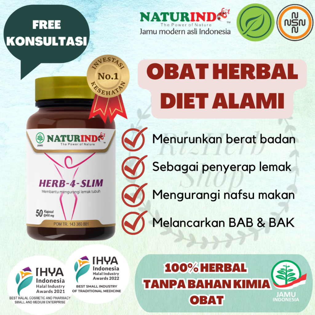 Jamu Pelangsing Badan Perut Diet Herbal Herb4Slim Naturindo