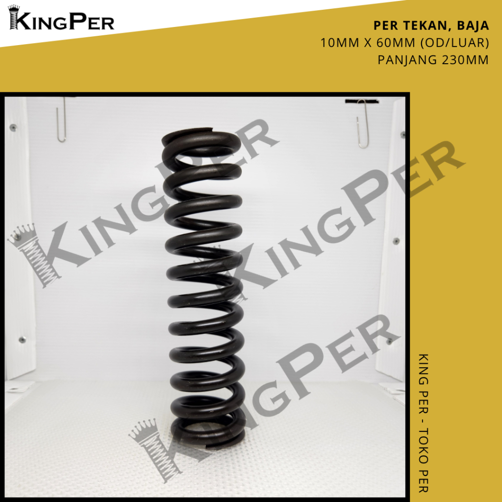 Per Tekan Baja 10mm x 60mm (OD), Panjang 230mm, Compression Spring, Per Pegas Tekan