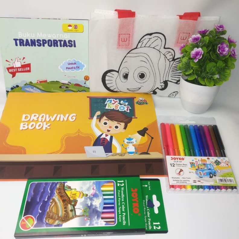 

KODE J74K Paket Mewarnai Anak Dengan Tas Godiebag Mewarnai Souvenir Ulang Tahun Alat Mewarnai Kado Anak Paket Mewarnai