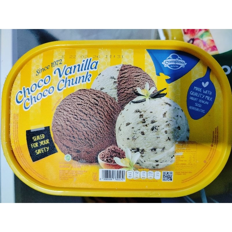 

Es krim Campina choco vanilla dan choco chunk 700 ml