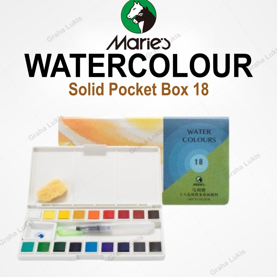 

KODE A58A Maries Watercolor 18 Pocket Box Solid Watercolor
