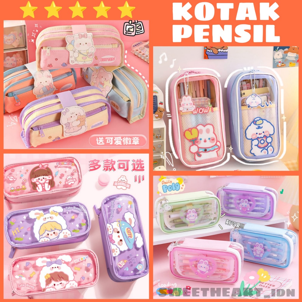 

KODE E8Q PREMIUM Kotak pensil anak tempat pensil lucu anak sekolah kotak pensil 2 tingkat 3 tingkat seleting