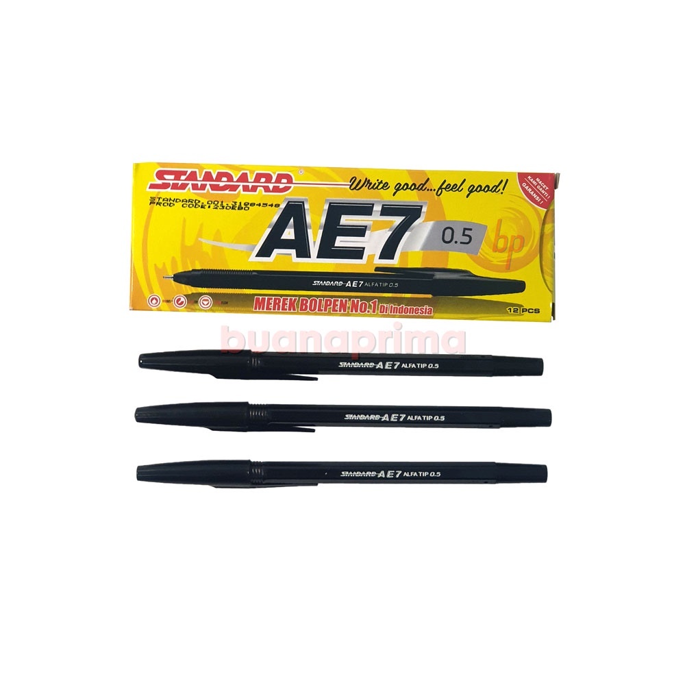 

Pulpen Standard AE7 Hitam Biru Pen Ballpoin Ballpen AE 7