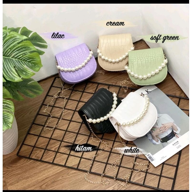 TAS SELEMPANG WANITA CROCO MUTIARA PEARL - TAS WANITA MINI