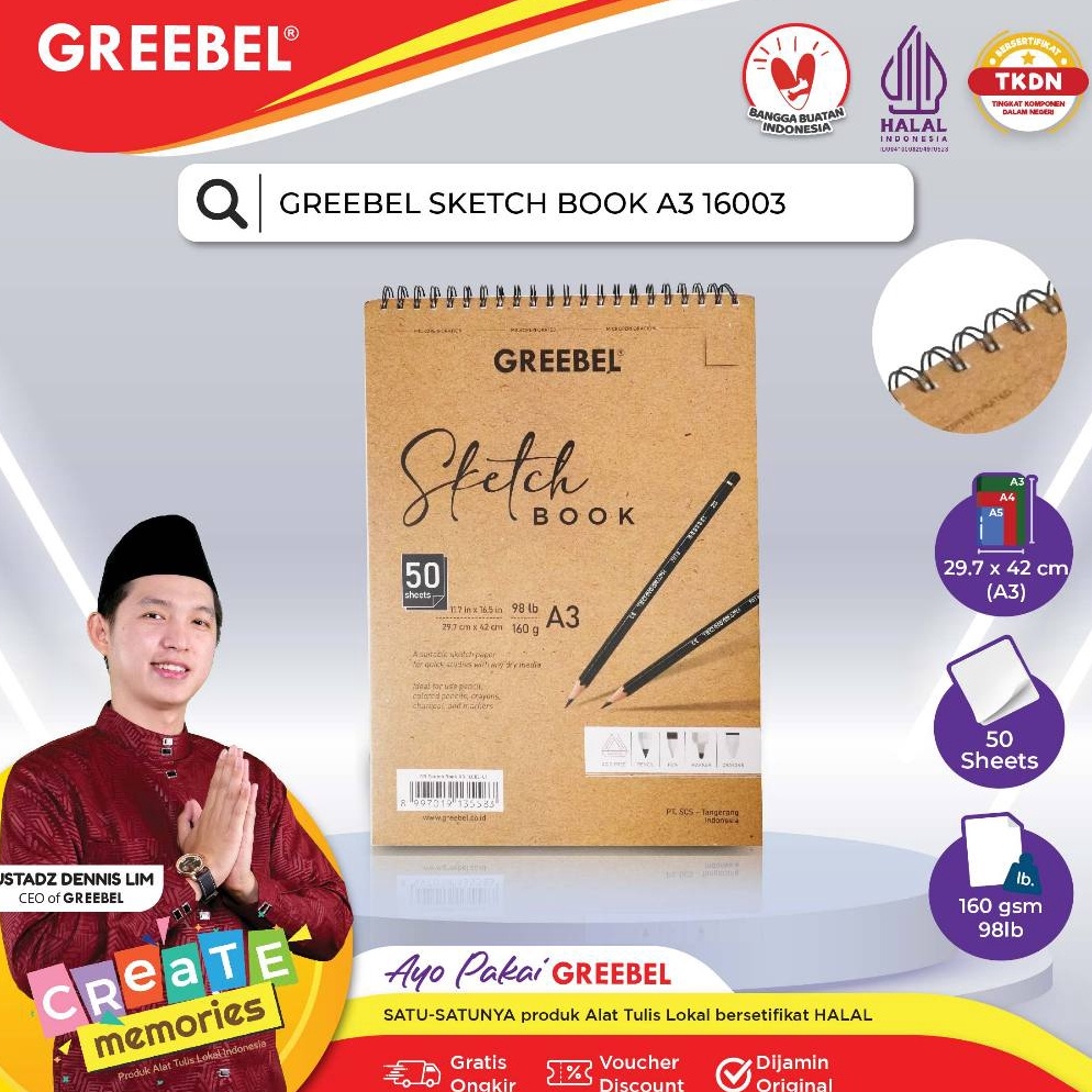 

KODE S94R GREEBEL SKETCHBOOK A3 163 Buku Gambar Sketsa Drawing Book