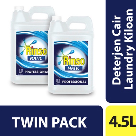 Rinso Matic Professional Deterjen Laundry Kiloan Cair 45 L Jerigen x2 KODE D7J3