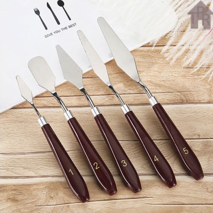 

KODE N18W Palet Lukis Artist Painting Palette Knives Set Ekonomis 5pcs
