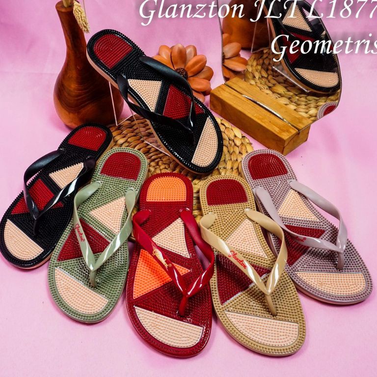 KODE N3L Sandal Jepit kesehatan Sandal Jelly Wanita Rematik Duri Glanzton Polos