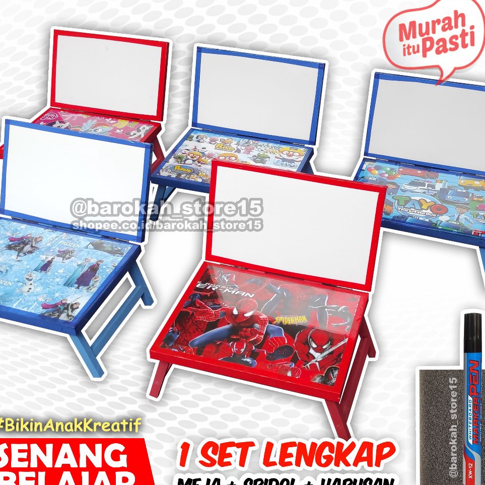 

KODE B63O Meja Belajar Papan Tulis Anak Karakter White Board Penyangga Kayu Minimalis Ekonomis Kado Anak