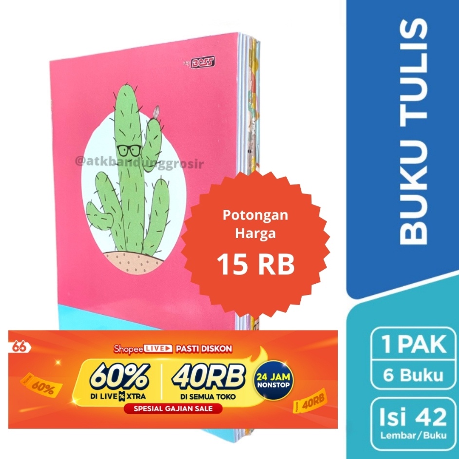

Sale Buku Tulis Boxy Big Boss 42 Lembar 1 Pak 6 Buku Ukuran B5 Buku Panjang Pak