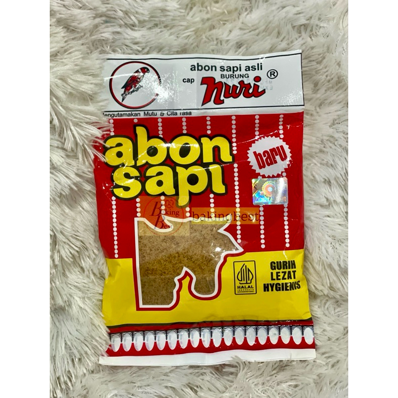 

Abon Sapi Baru 90 gr Halal Indonesia Cap Burung Nuri Asli