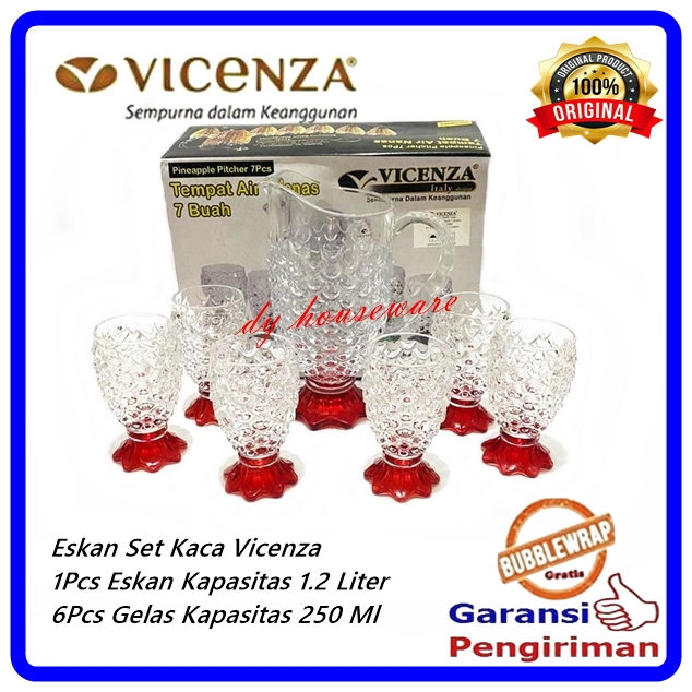 Eskan Nanas Kaca + Gelas Nanas Kaca 6Pcs Eskan Set 7Pcs Vicenza VGC-089KC
