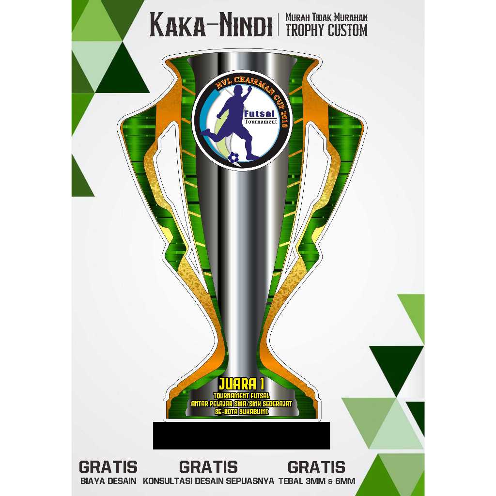 Trophy Futsal/Piala Futsal/Plakat Futsal/Bahan Akrilik 3mm dan 6mm/Bisa Custom/Free Desain Suka suka