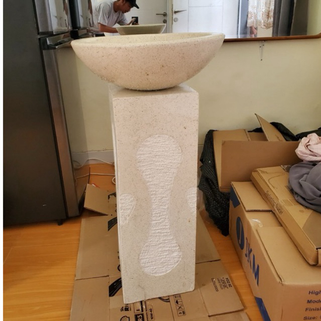 wastafel cuci tangan aesthetic terrazzo marmer