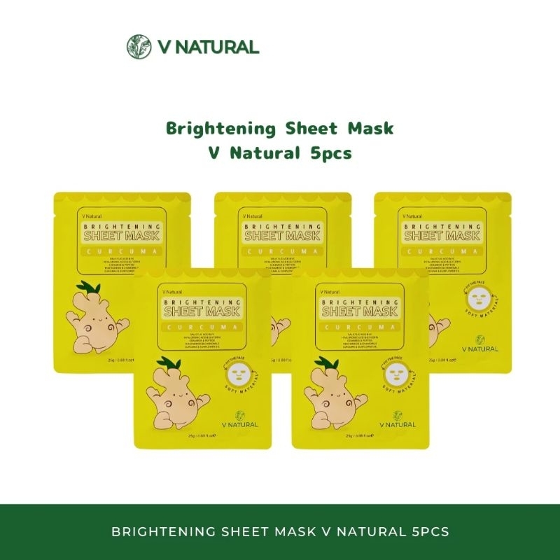 sheet mask brigthening 5 pcs v natural bpom dan mui halal