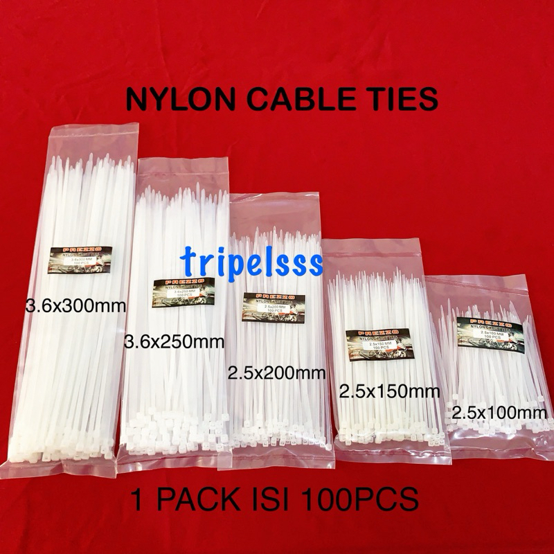 

KABEL TALI TIES NILON CABLE TIES 100MM 150MM 200MM 250MM 300MM (100 pcs)