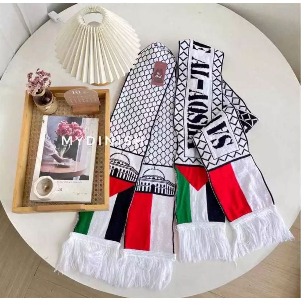 D3W Syal Rajut Motif Palestine 2024 Syal Selendang Muslim Pria Dan Wanita Dewasa Kekinian Trend
