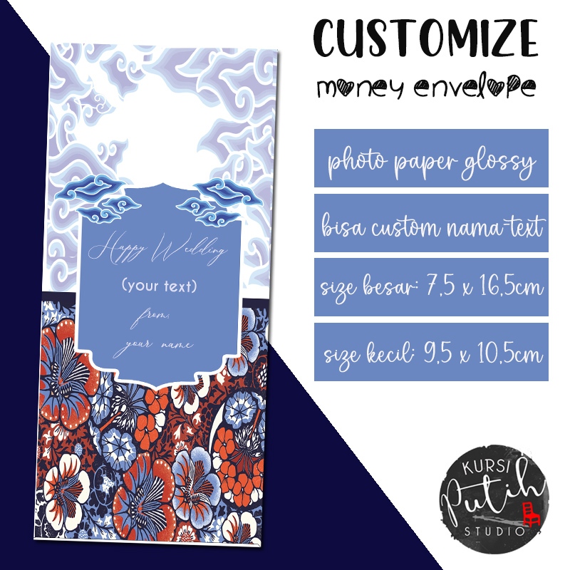 

amplop angpao / uang / money envelope tema batik mega mendung