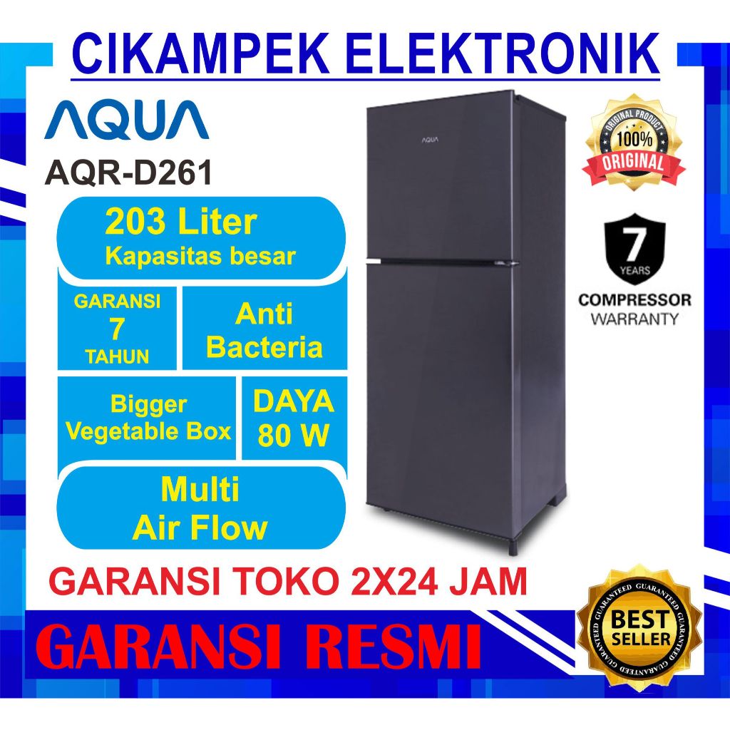Kulkas AQUA AQR-D261 DG / SG 2 Pintu AQR D261 Garansi Resmi