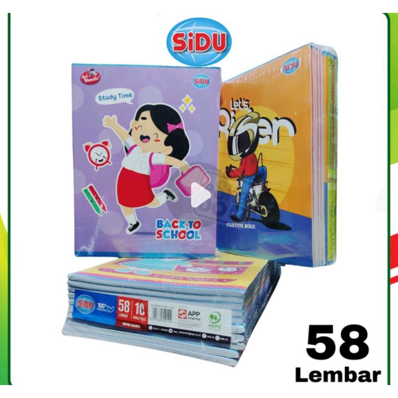 

Sidu buku tulis 58 lembar 1pak isi 10 buku