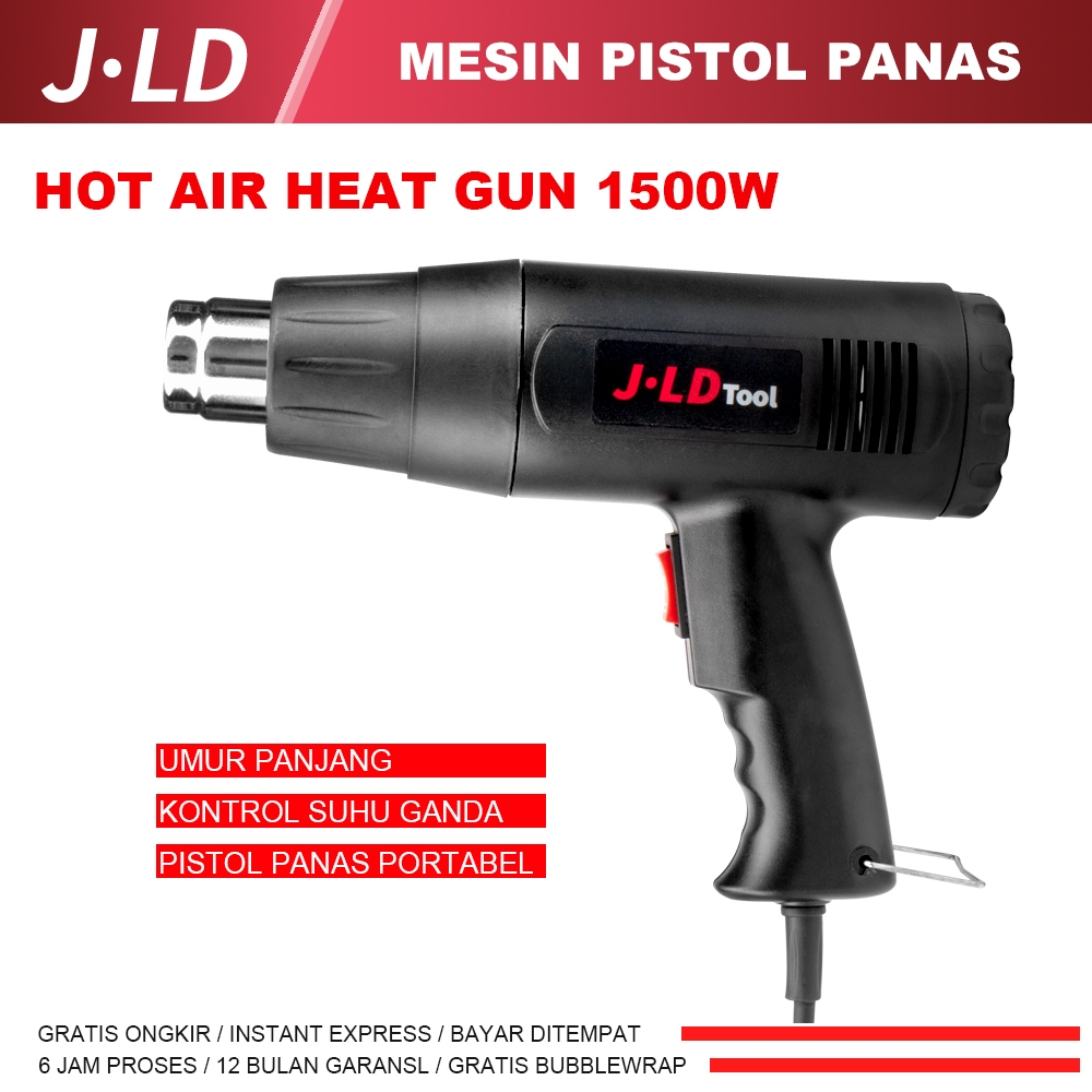 JLD Hot Air Heat Gun 1500W Panas Pemanas Pistol Panas Kontrol Suhu Ganda Pistol Panas Portabel J598