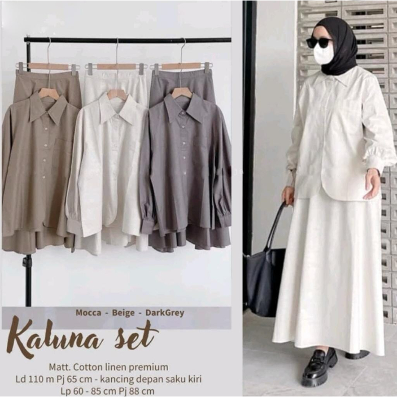 [ PROMO ] Kaluna Set - Bahan : Linen Rami Baju Setelan Wanita Terbaru 2024 Yng Viral Setelan Viral T