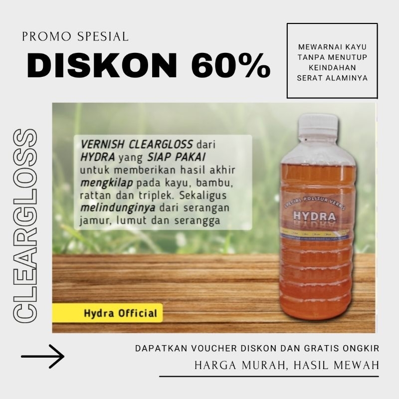Pernis kayu mengkilap bening cat politur vernis kayu bambu rattan triplek kemasan 500ml siap pakai s