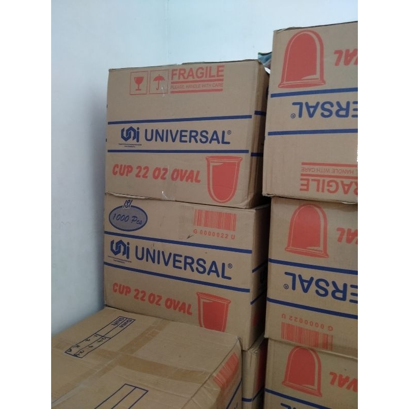 Cup oval 22 oz / gelas plastik 22 oz oval per kotak merk universal