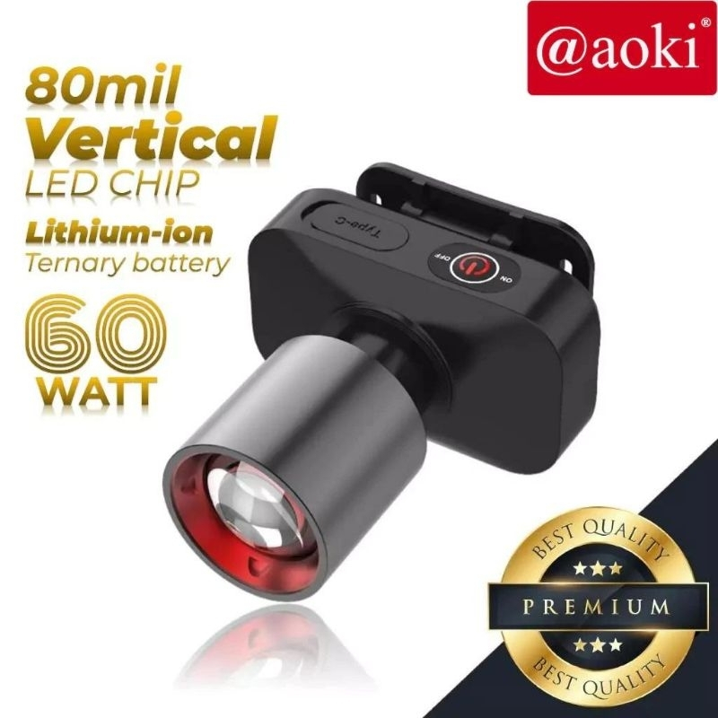 [TERMURAH] Senter Kepala LED Aoki Zoom AK - 3675A Dan Aoki AK-3671A 60W Original