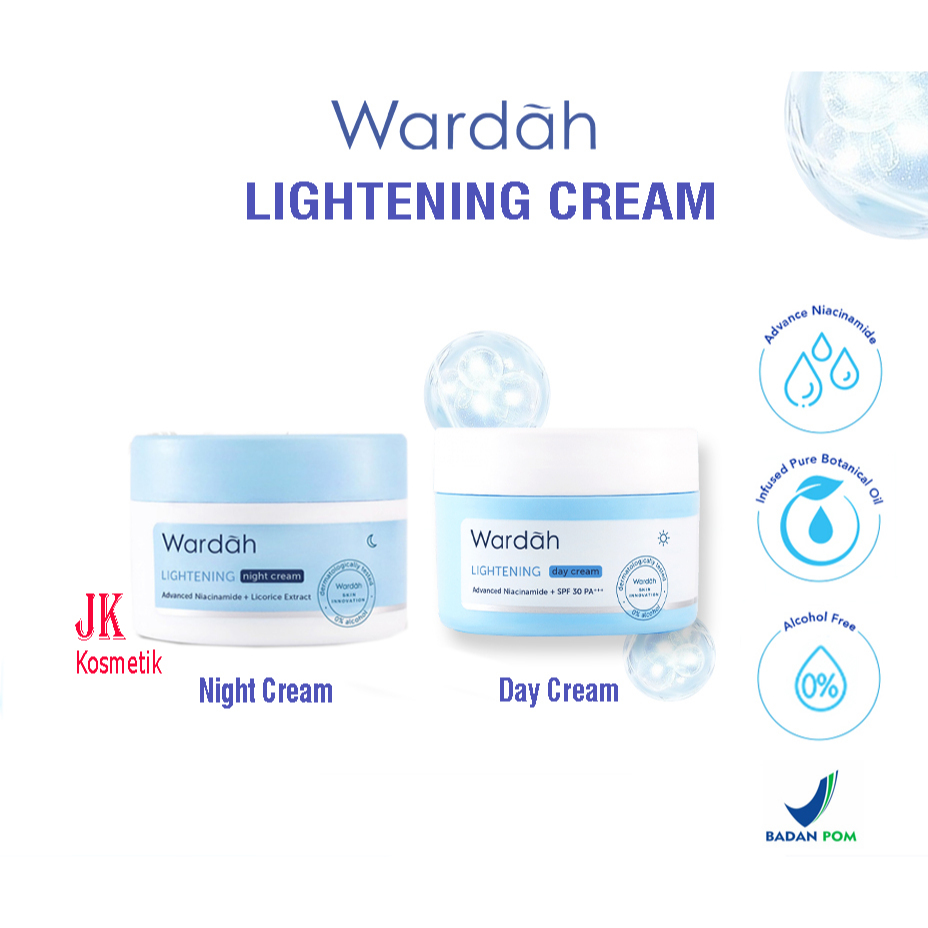 Wardah Krim Siang Malam - Lightening Series - Day Night Cream - Pelembab Wajah