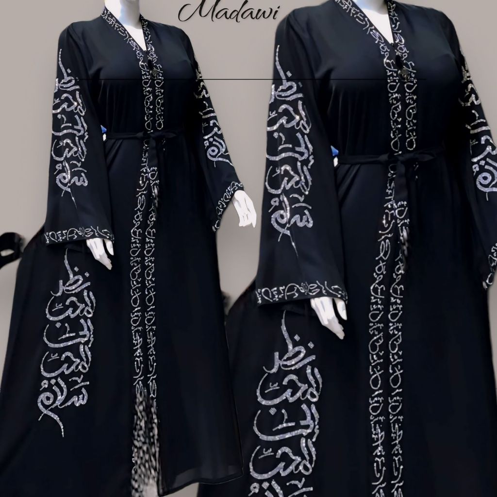 ABAYA BORDIR JETBLACK MADAWI ALKHATIB COLLECTION