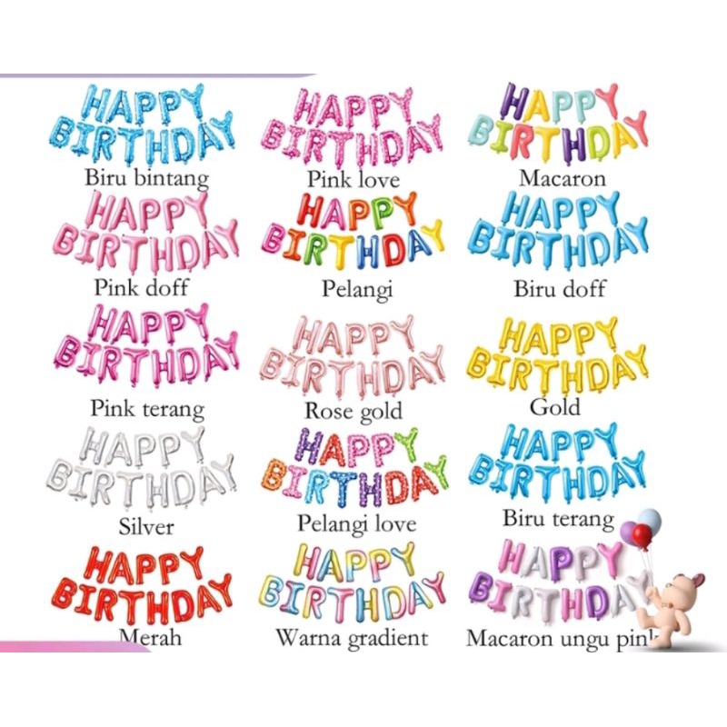 Satu Set Balon Huruf Happy Birthday / Balon Ulang Tahun