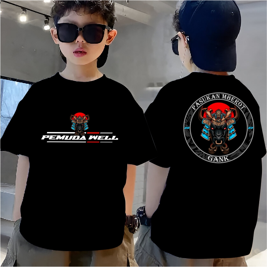Kaos Bantengan anak motif putra mandala / kaos bantengan anak-anak viral KAOS ANAK MBEROT bahan adem