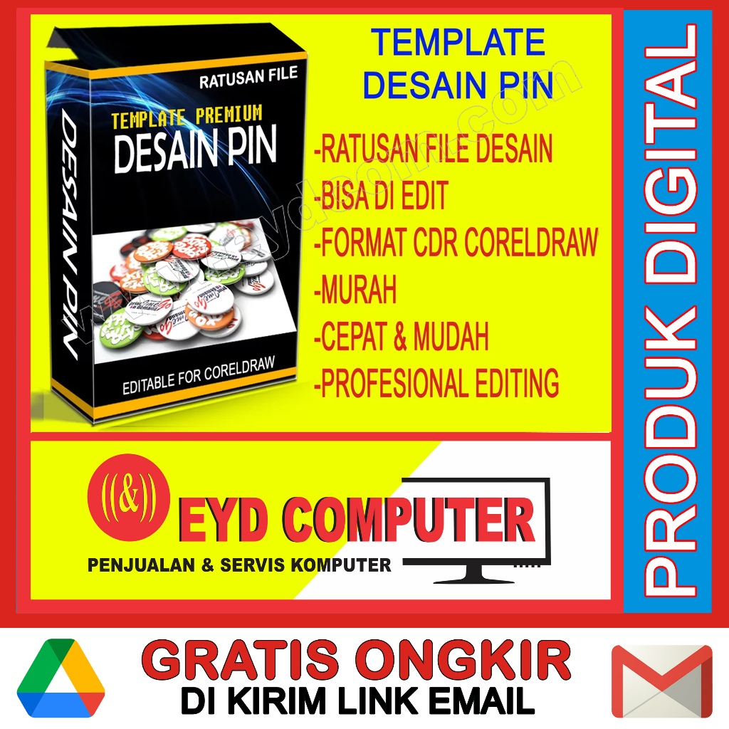 DESAIN PIN FORMAT CDR CORELDRAW KARAKTER TEMPLETE CDR CORELDRAW