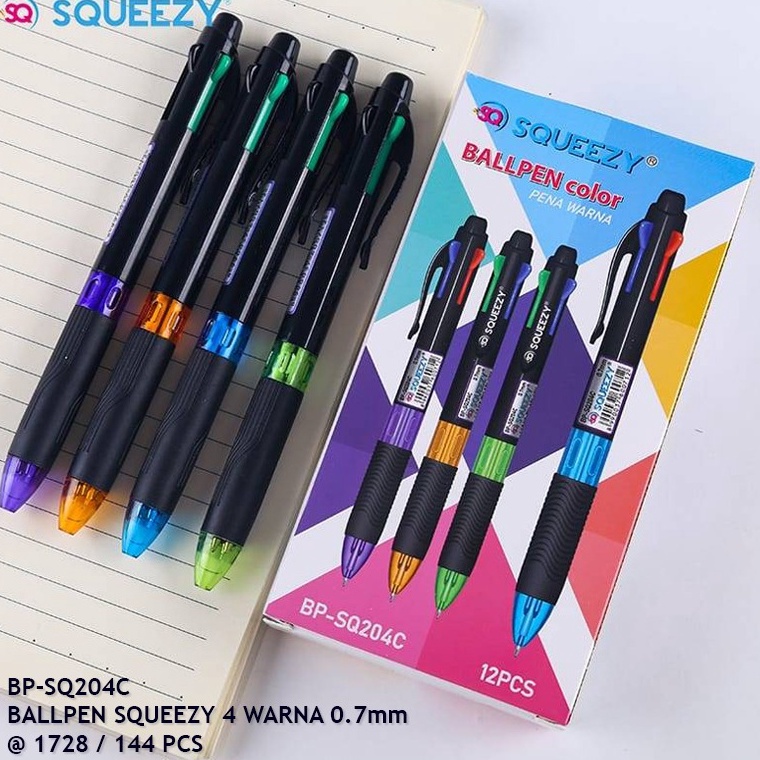 

KODE A6I Ballpoint 4 Warna Squeezy Ballpen Bolpoin 1 PAK ISI 12 PCS BPSQ24C