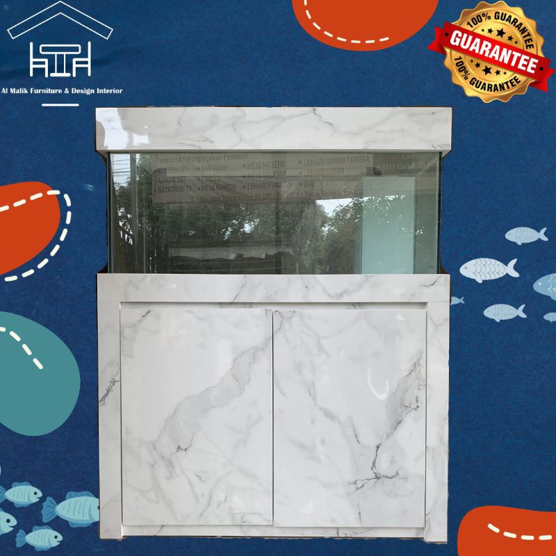 Aquarium Kabinet Full Set 100x45x145 8 mm - Marmer